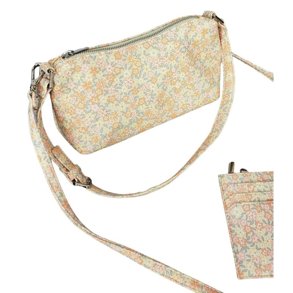 Wild Fable Peach Floral Print Purse With Attached Wallet